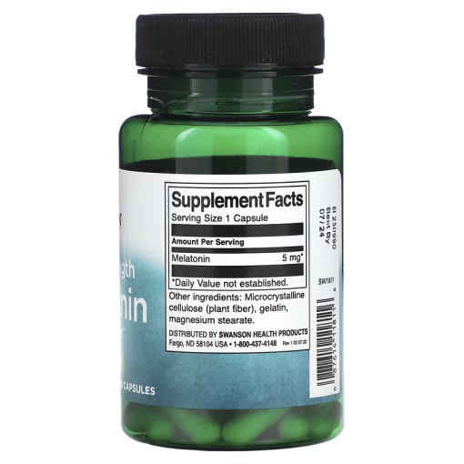 Swanson - Melatonin 5mg - 60 Capsules - Image 2