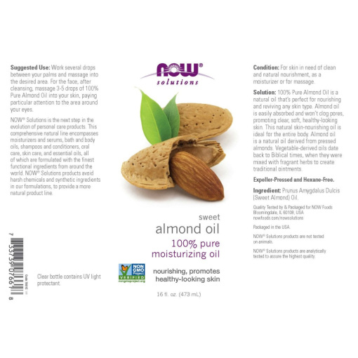 NOW Foods - Almond Oil, Pure - 118 ml. - Image 3