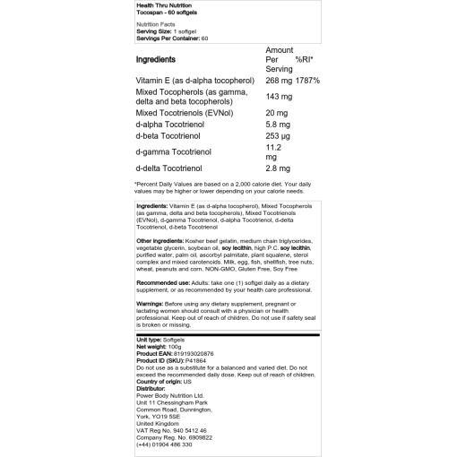 Health Through Nutrition - Tocospan - 60 Softgels - Image 2