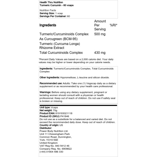 Health Through Nutrition - Turmeric Curcumin - 120 Vcaps - Image 2