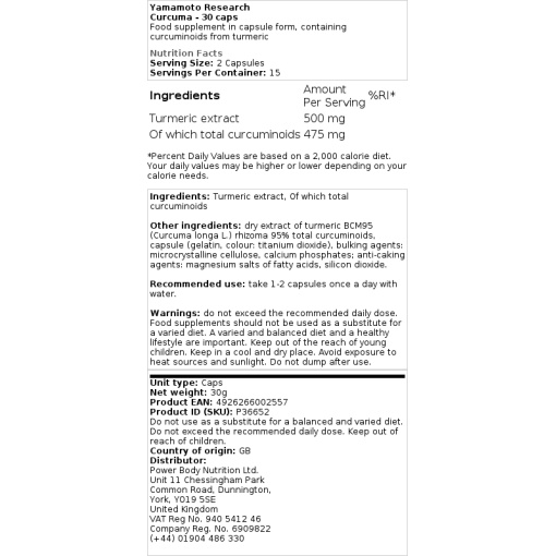 Yamamoto Research - Curcuma - 30 Capsules - Image 2