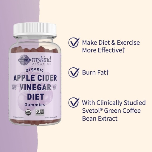 Garden of Life - Mykind Organics Apple Cider Vinegar Diet Gummies - 63 Vegan Gummies - Image 4