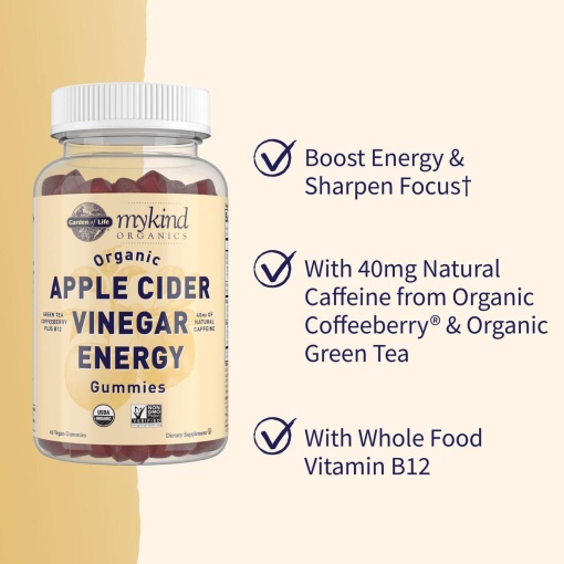 Garden of Life - Mykind Organics Apple Cider Vinegar Energy Gummies - 63 Vegan Gummies - Image 4