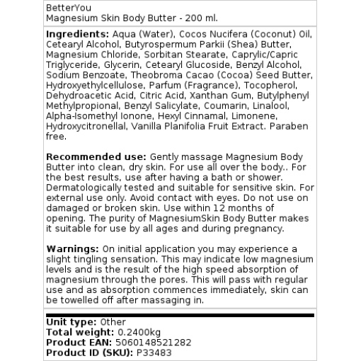 BetterYou Magnesium Skin Body Butter - 200 ml - Image 2