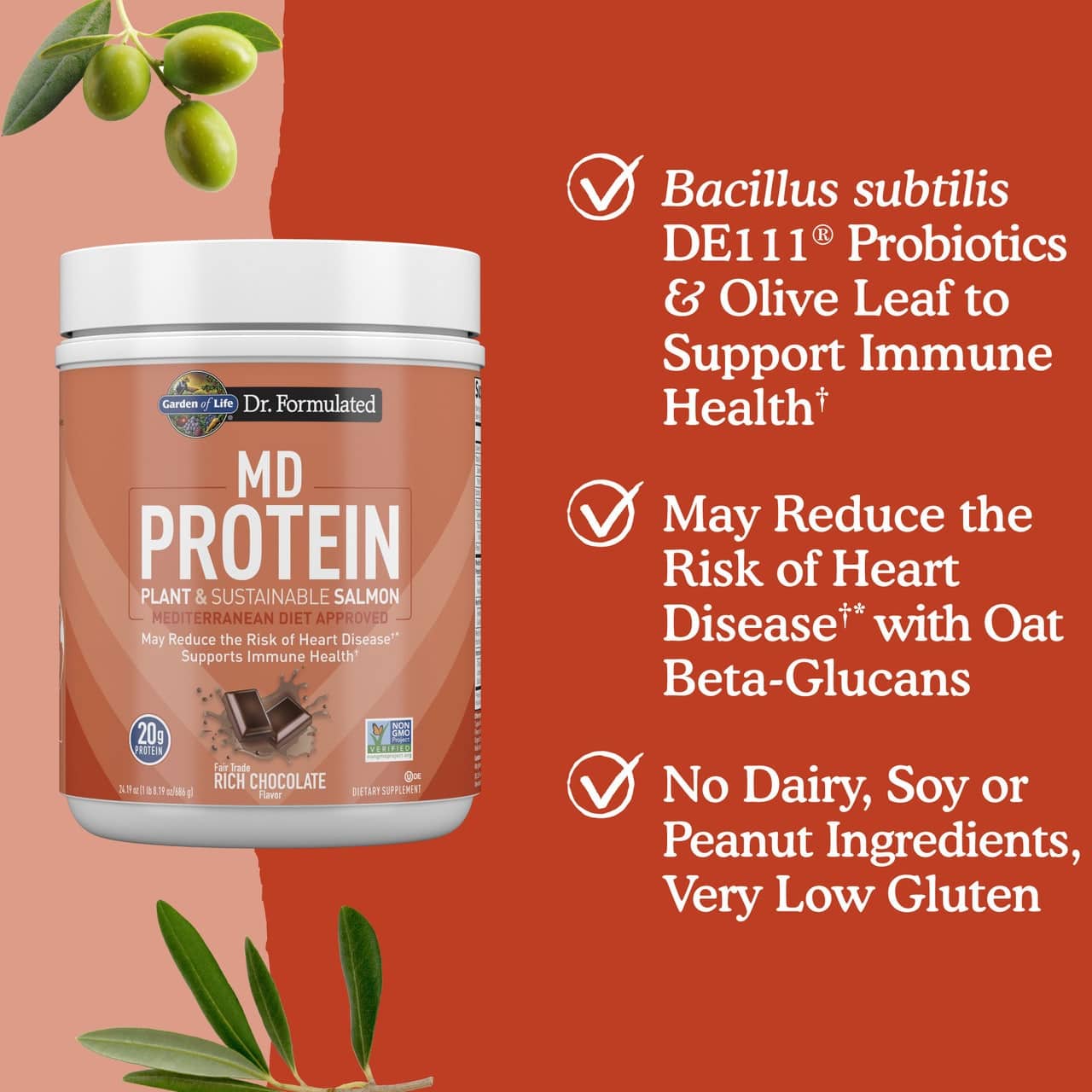 Garden of Life | Livets Have - Dr. Formulated MD Plant-Based Protein Powder with Sustainable Salmon, Rich in Chocolate - 686g - Image 4