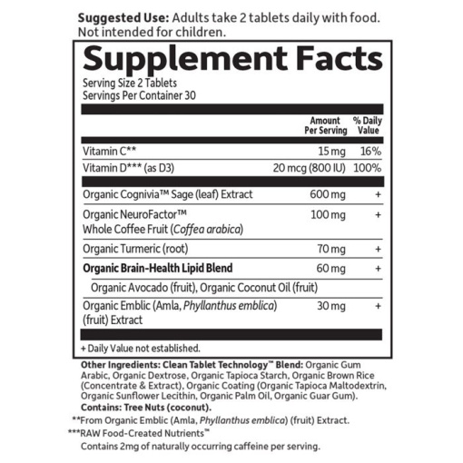 Garden of Life - Dr. Formulated Memory & Focus for Young Adults - 60 vegetarian tablets - Image 2