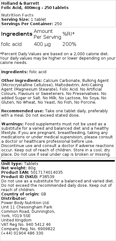 Holland & Barrett - Folic Acid - Image 2