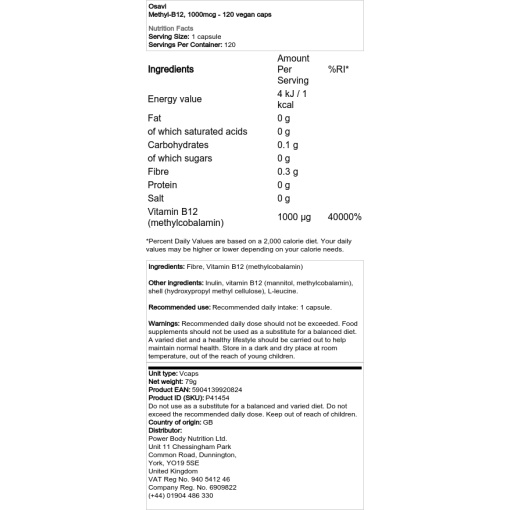 500 mcg - 120 veganske kapsler