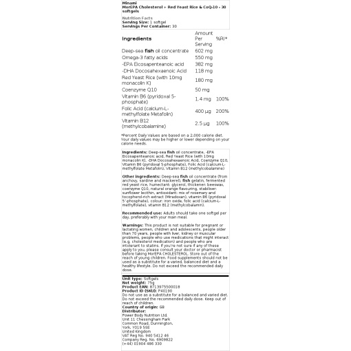 Minami - Morepa Cholesterol + Red Yeast Rice & CoQ-10 - 30 Softgels - Image 2