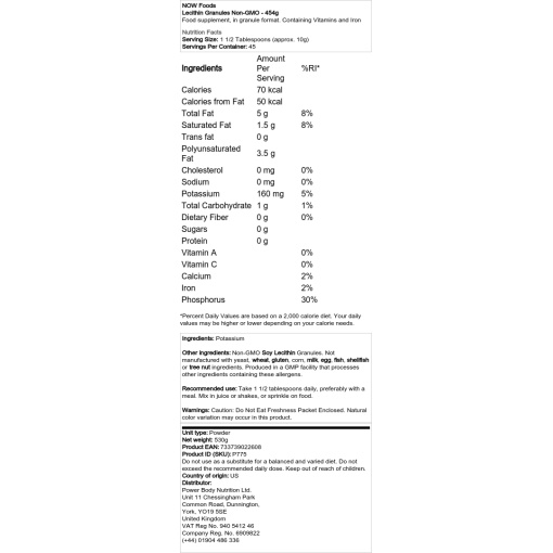 NOW Foods - Lecithin Granules Non-GMO - 907g - Image 2