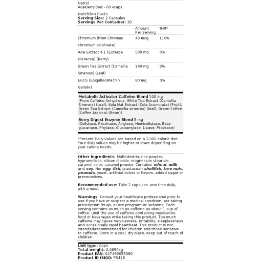 Natrol - Acai Berry Diet - 60 vcaps - Image 2