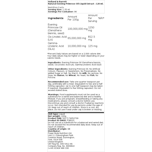 Holland & Barrett - Natural Evening Primrose Oil Liquid Extract - 120 ml - Image 2
