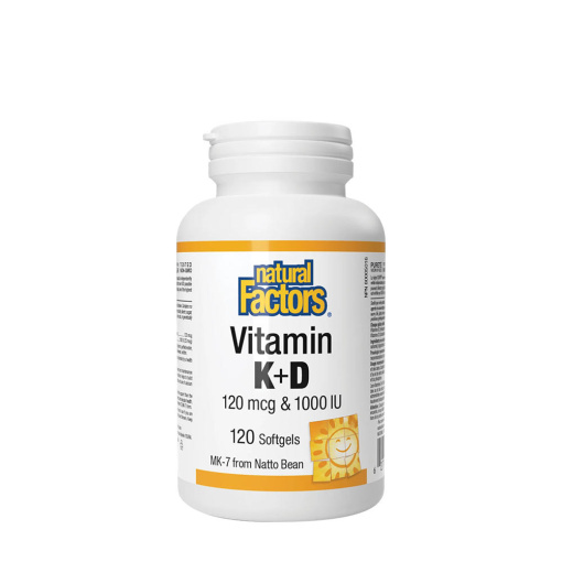 Natural Factors Vitamin K+D 120 mcg & 1000 IU (120 Softgels)