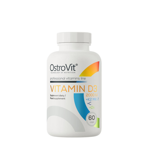 Ostrovit Vitamin D3 2000 IU + K2 MK-7 + C + Zinc (60 Capsules)
