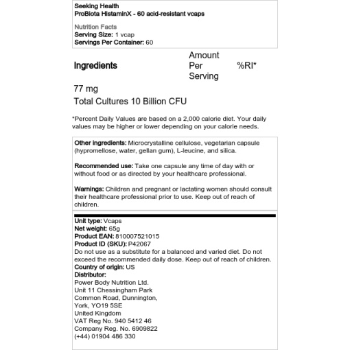 Seeking Health - ProBiota HistaminX - 60 Syr-resistant Capsules - Image 2