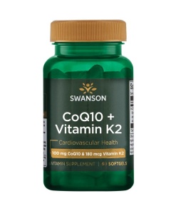 SWANSON CoQ10 100mg + Witamina  K2 180mcg 60sgels