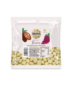 Yoghurt overtrukne rosiner med hvid chokolade - 60g