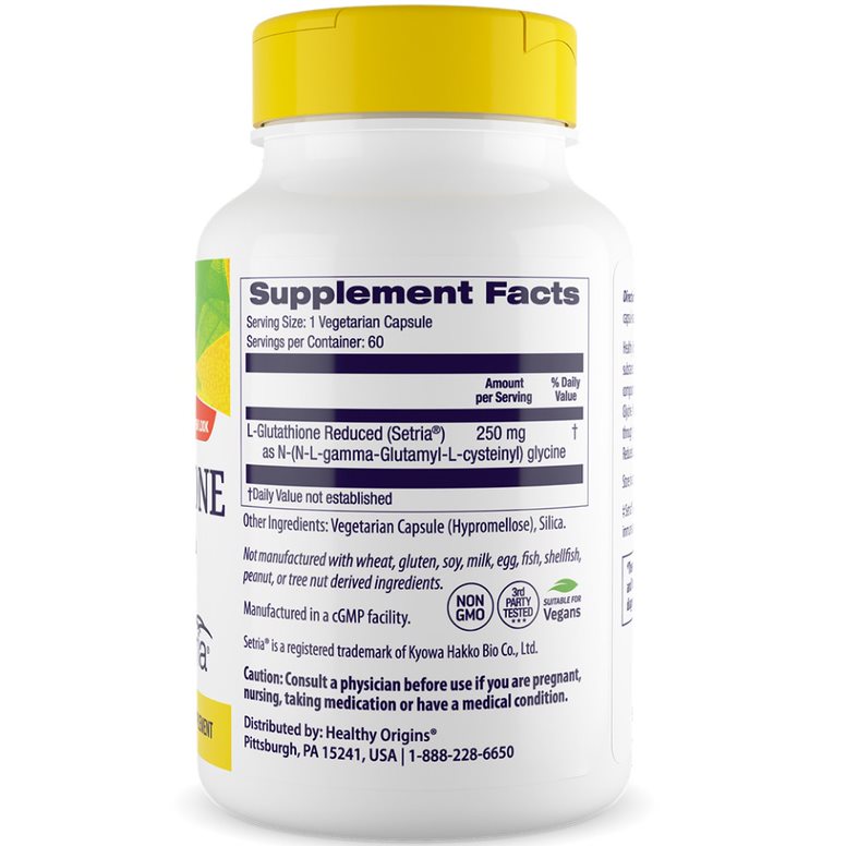 Healthy Origins L-Glutathione 250mg, 60 Capsules - Image 3