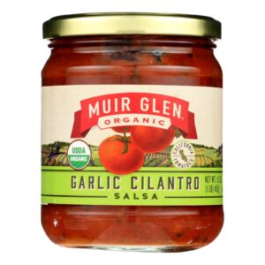Muir Glen Medium Garlic Cilantro Salsa - Tomato - Case Of 12 - 16 Oz.