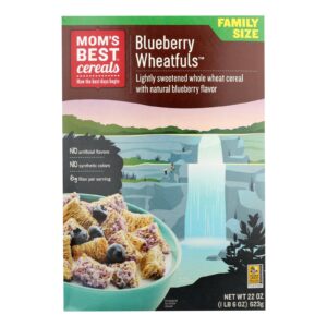 Mom's Best Cereal Lightly Sweetened Whole Wheat Cereal Blueberry Wheatfuls - Case Of 12 - 22 Oz