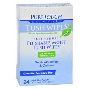 Puretouch Tush Wipes Flushable - 24 Wipes
