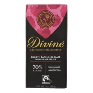 Divine - Bar Dark Chocolate W-raspberry - Case Of 12 - 3 Oz
