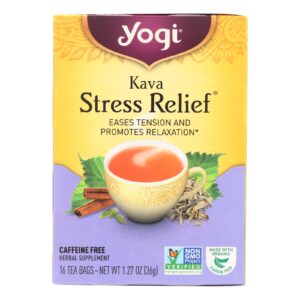 Yogi Kava Stress Relief Herbal Tea Caffeine Free - 16 Bag - Case Of 6