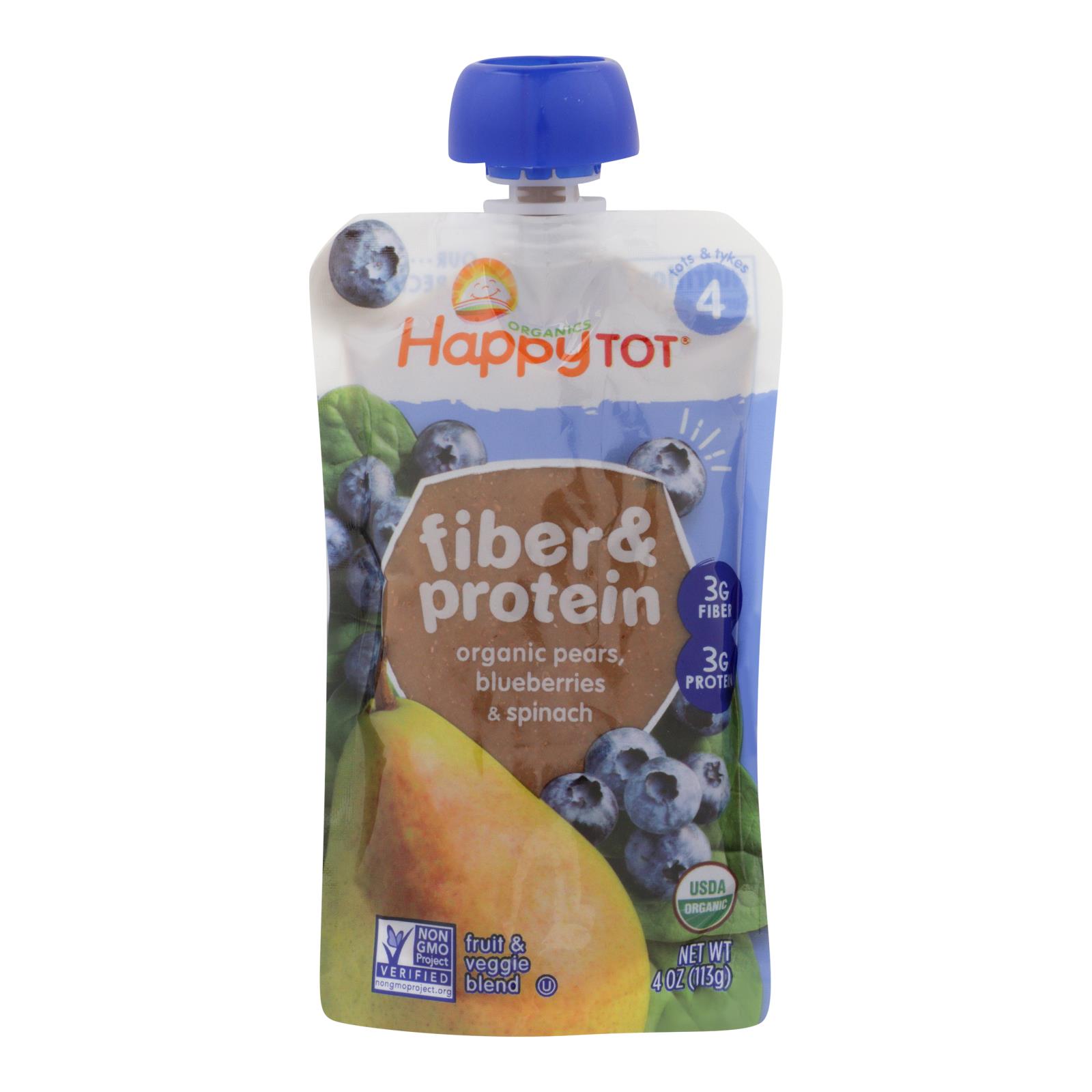 Happy Tot Toddler Food - Organic - Fiber And Protein - Stage 4 - Pear Blueberry And Spinach - 4 Oz - Case Of 16 - Image 2