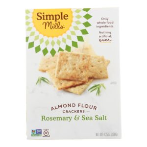 Simple Mills Rosemary And Sea Salt Almond Flour Crackers - Case Of 6 - 4.25 Oz.