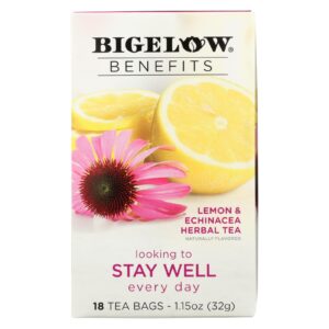 Bigelow Tea Tea - Lemon Echinacea - Stay Well - Case Of 6 - 18 Bag