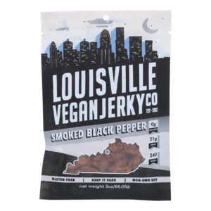 Louisville Vegan Jerky Jerky - Vegan - Black Pepper - Case Of 10 - 3 Oz