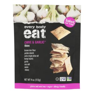 Every Body Eat - Snack Thins Chive-garlic - Case Of 6-4 Oz