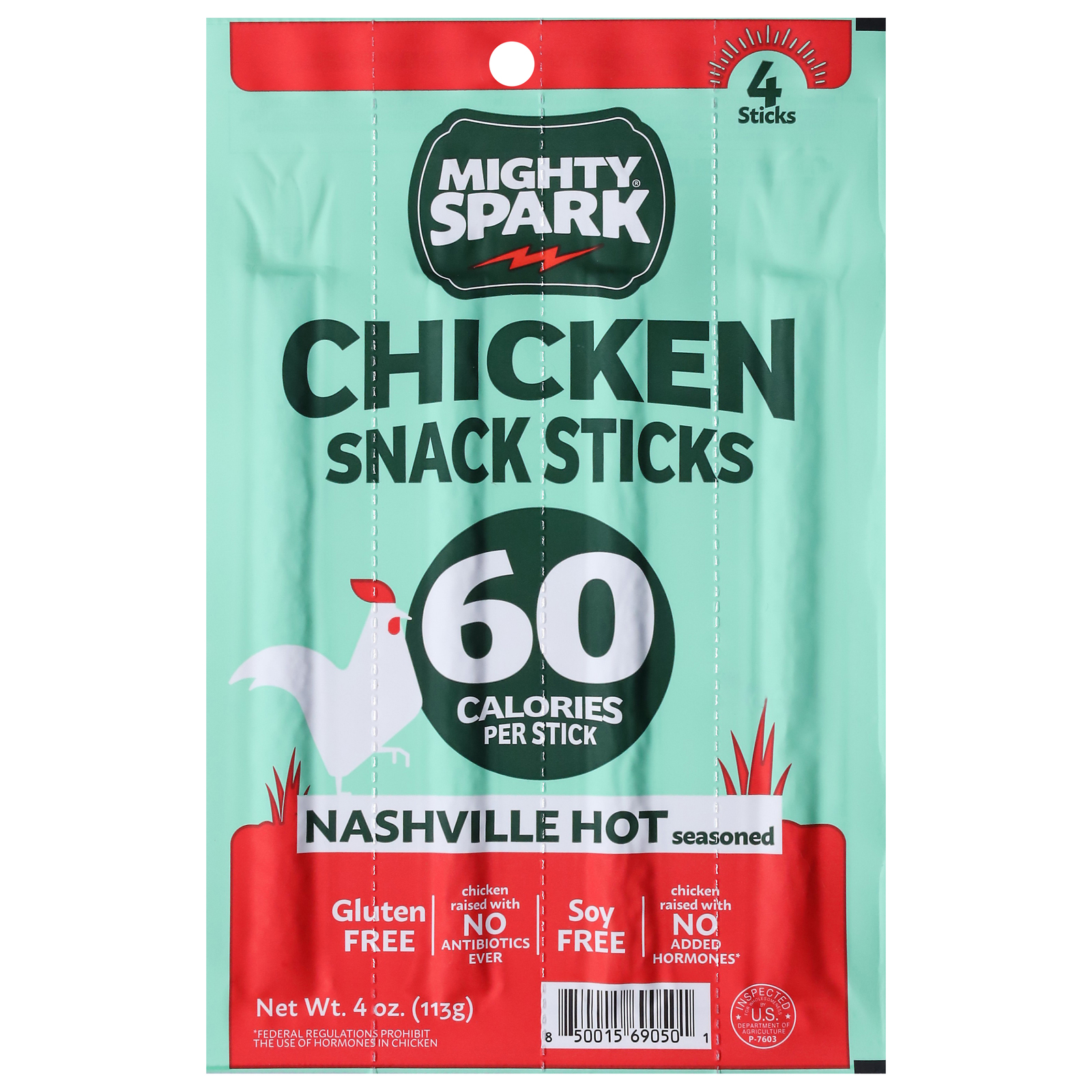 Mighty Spark - Snk Stick Chkn Nashvl Hot - Cs Of 8-4 Oz