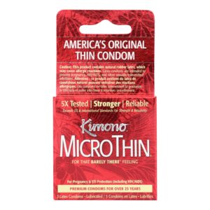 Mayer Laboratories Kimono Micro Thin Lubricated Latex Condoms - 3 Pack