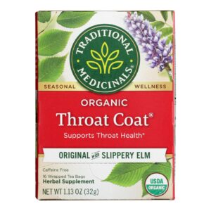 Traditional Medicinals Organic Throat Coat Herbal Tea - Caffeine Free - 16 Bags