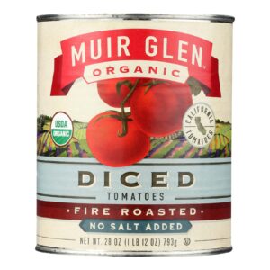 Muir Glen Organic Tomatoes - Fire Roasted - Diced - No Salt - Case Of 12 - 28 Oz
