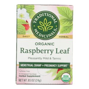Traditional Medicinals Organic Raspberry Leaf Herbal Tea - Caffeine Free - 16 Bags