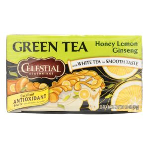 Celestial Seasonings Green Tea Honey Lemon Ginseng With White Tea - 20 Tea Bags - Case Of 6