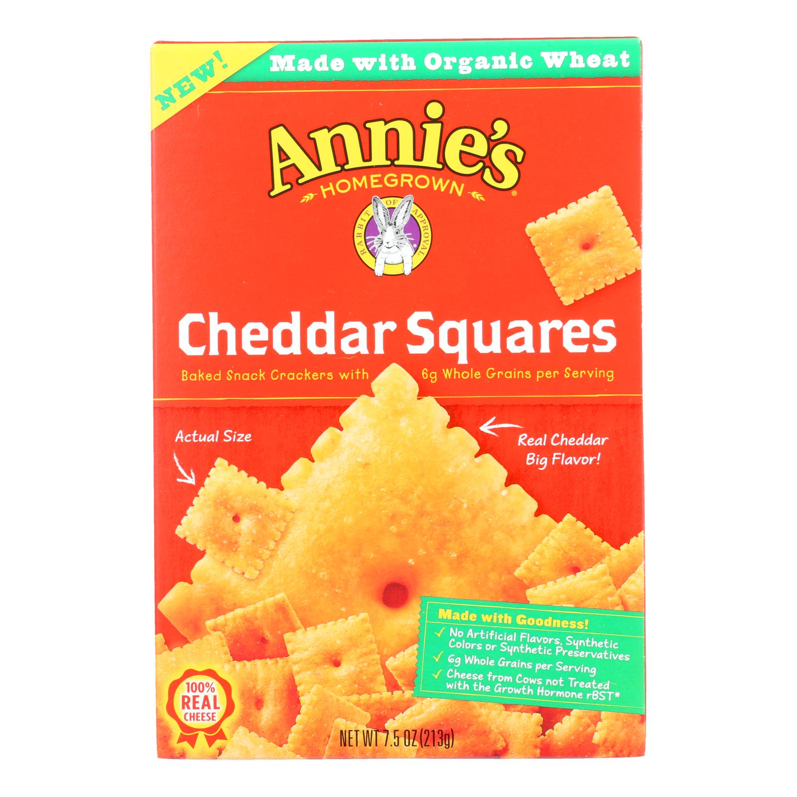 Annie's Homegrown - Cracker Chedder Sqrs - Case Of 12-7.5 Oz.