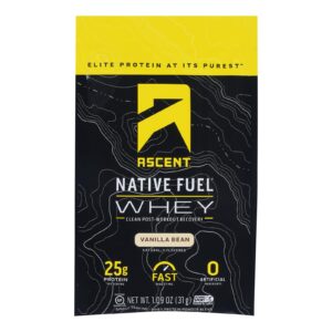 Ascent Native Fuel Whey Protein Powder Blend Vanilla Bean - Case Of 15 - 1.09 Oz