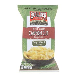 Boulder Canyon - Kettle Cooked Canyon Cut Potato Chips -sour Cream & Chives - Case Of 12 - 6.5 Oz
