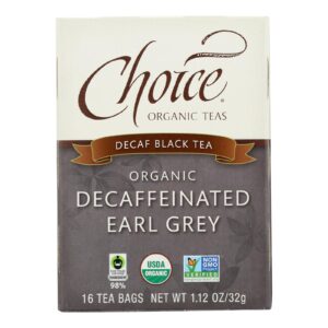 Choice Organic Teas Decaffeinated Earl Grey Tea - 16 Tea Bags - Case Of 6