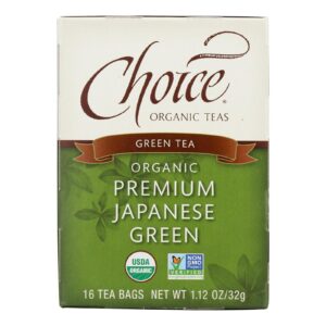 Choice Organic Teas Premium Japanese Green Tea - 16 Tea Bags - Case Of 6