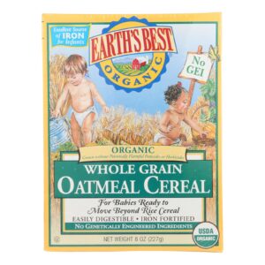 Earth's Best Organic Whole Grain Oatmeal Infant Cereal - Case Of 12 - 8 Oz.