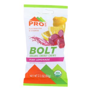 Probar Bolt Organic Pink Lemonade Energy Chews  - Case Of 12 - 2.1 Oz
