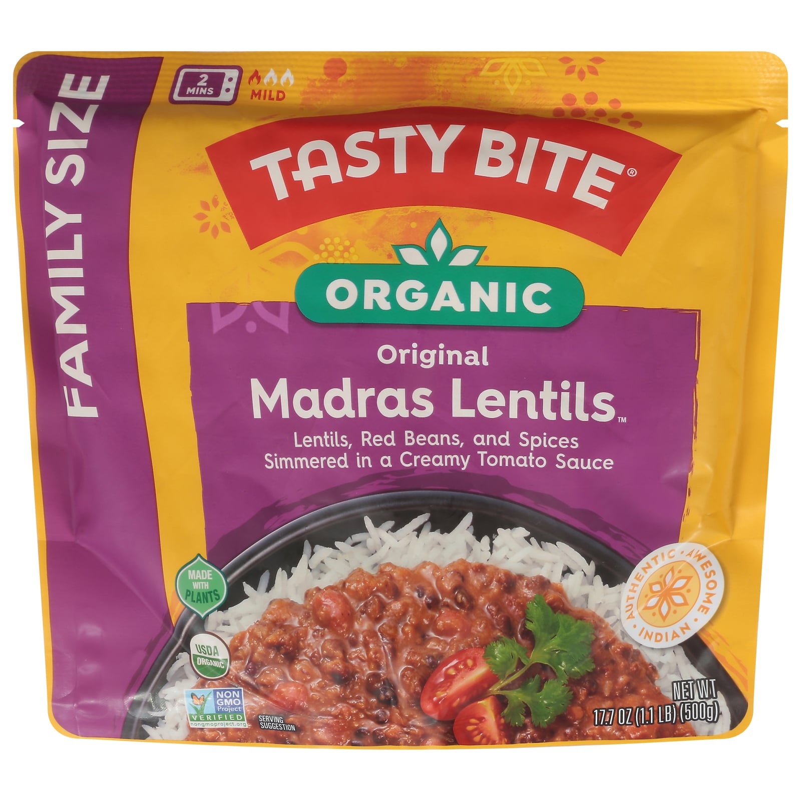 Tasty Bite - Lentil Og2 Madras Fam Sz - Cs Of 6-17.7 Oz