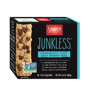 Simply 8 Junkless Granola Bars - Real Chocolate Chipchewy - Case Of 8 - 6.6 Oz.