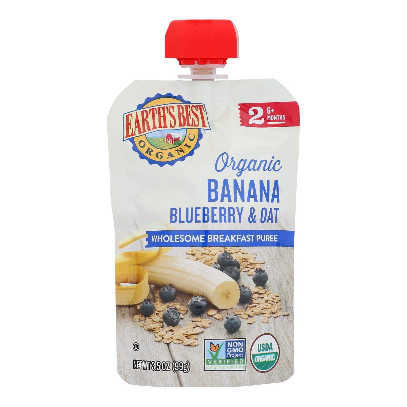 Earth's Best - Pouch Ban Blueberry Oat - Case Of 12-3.5 Oz