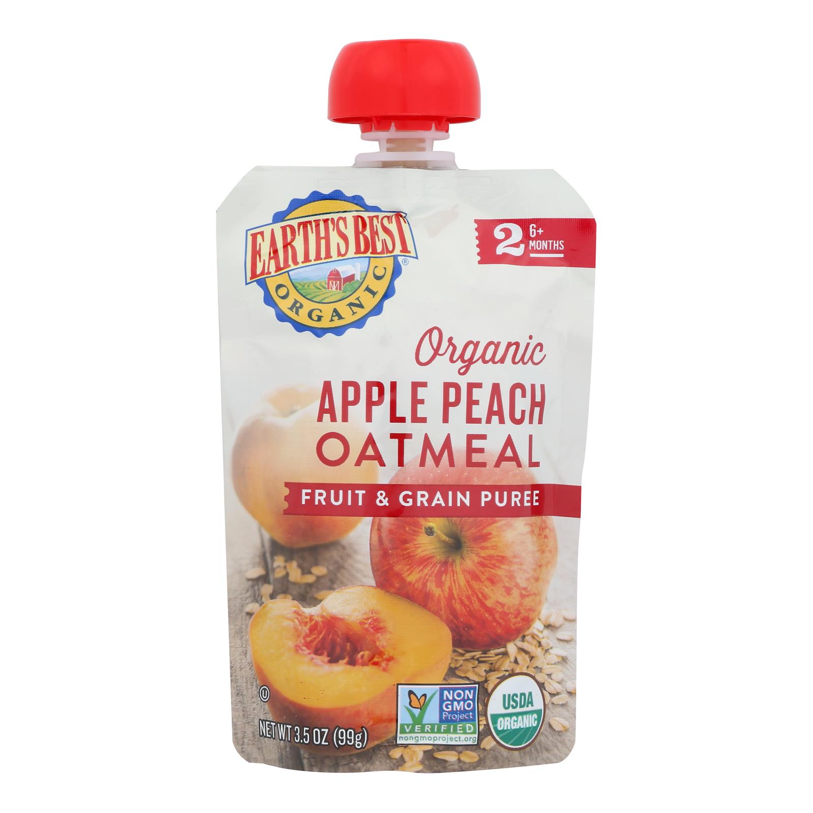 Earth's Best - Pouch Apple Peach Oat - Case Of 12-3.5 Oz
