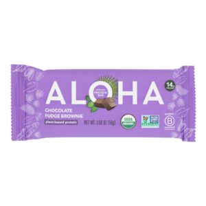 Aloha, Organic Chocolate Fudge Brownie Plant Protein Bar, Case Of 12, 1.9 Oz